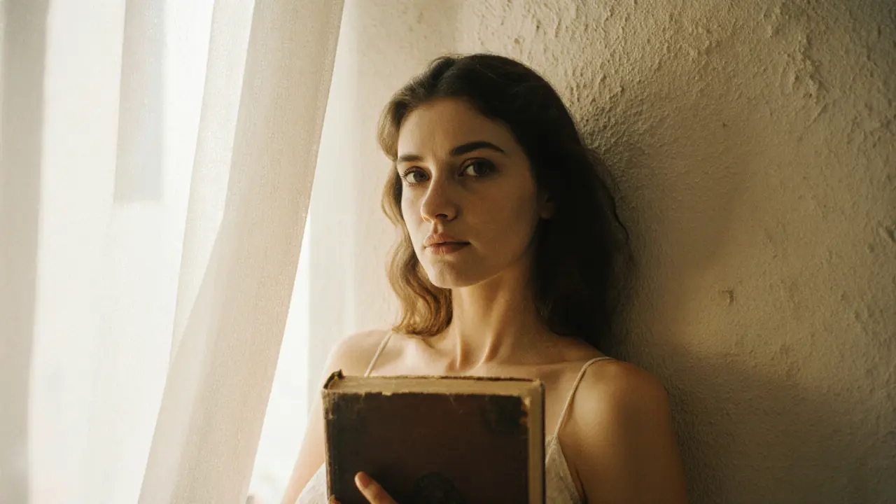 Martina Smeraldi in a sunlit Roman apartment, natural and unfiltered, holding a book.
